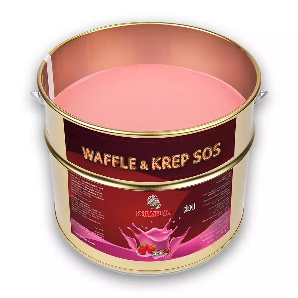 Karmelon Waffle Sos Çilekli 10 Kg. Teneke Kova