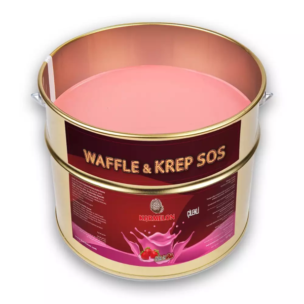 Karmelon Waffle Sos Çilekli 10 Kg. Teneke Kova