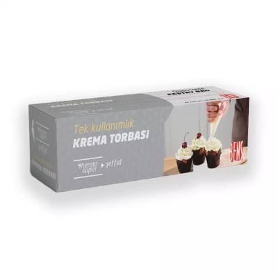 Bens Şeffaf Büyük 51 cm Krema Torbası Tek Kullanımlık 72'li