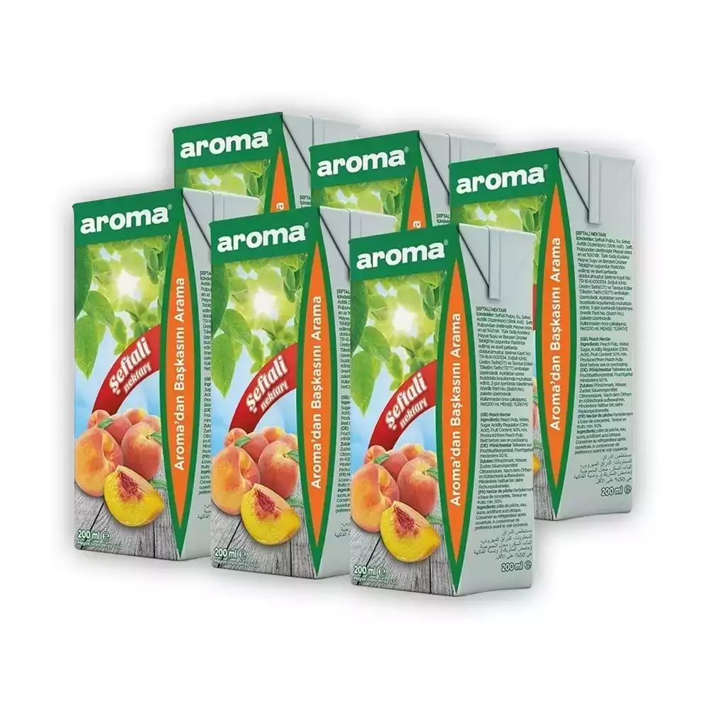 Aroma Şeftali Nektar Meyve Suyu 200 Ml. (1 Koli 27 Ad. - 1 Palet 135 Koli)